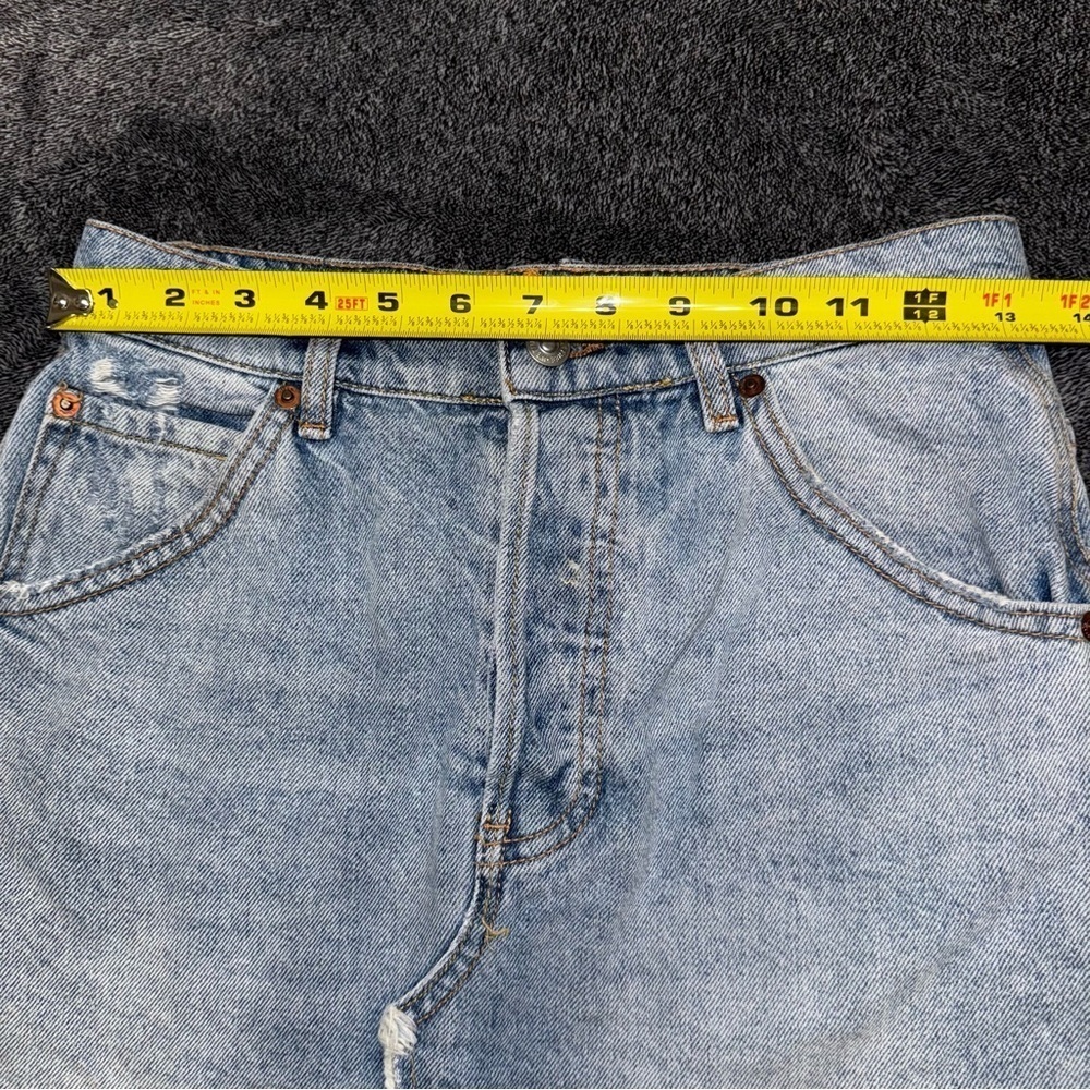 We The Free Light Wash Denim Raw Hem Cut Off Micro Mini Skirt - Picture 6 of 12